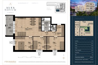 Rzut - Mieszkanie na sprzedaż 4 pokoje o powierzchni 80,85 m² - numer 17 w Alta Novum
