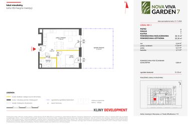 Rzut - Mieszkanie na sprzedaż 2 pokoje o powierzchni 36,1 m² - numer 2 w Nova Viva Garden 7