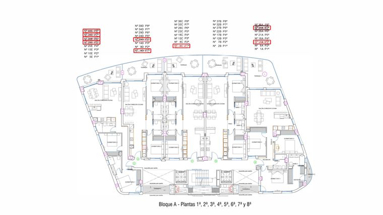 Rzut - Mieszkanie na sprzedaż 2 pokoje o powierzchni 97,44 m² - numer 1-D w Apartamenty w La Manga del Mar Menor - 98899735