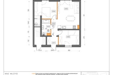Rzut - Mieszkanie na sprzedaż 3 pokoje o powierzchni 55,6 m² - numer 11 w Małe Wilczyce etap 9