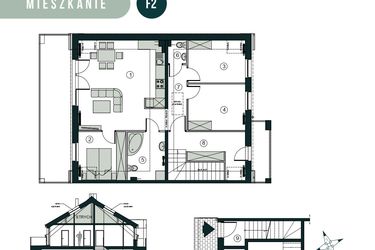 Rzut - Mieszkanie na sprzedaż 4 pokoje o powierzchni 73,42 m² - numer F2 w Aleja Wiśniowa Pogórze