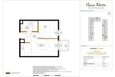 Rzut - Mieszkanie na sprzedaż 2 pokoje o powierzchni 41,46 m² - numer 85 w Aura Nova etap II