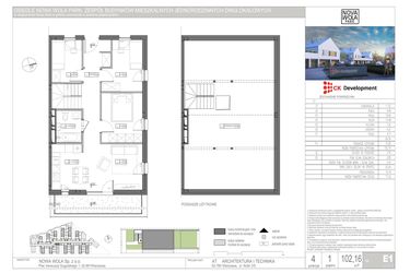 Rzut - Dom na sprzedaż 4 pokoje o powierzchni 102,13 m² - numer E.1 -mieszkanie w Nova Wola Park
