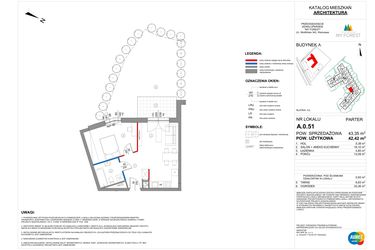 Rzut - Mieszkanie na sprzedaż 2 pokoje o powierzchni 42,42 m² - numer A.0.51 w My Forest
