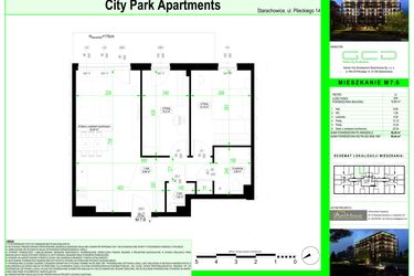 Rzut - Mieszkanie na sprzedaż 3 pokoje o powierzchni 58,36 m² - numer 7.6. w City Park Apartments