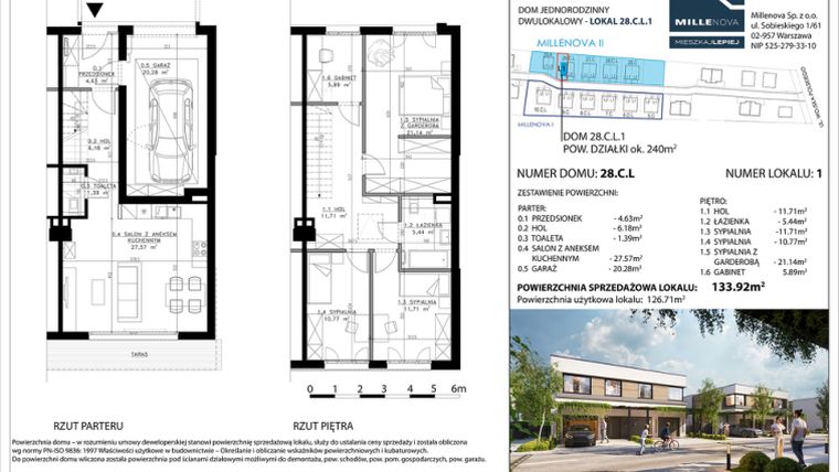Rzut - Dom na sprzedaż 5 pokoi o powierzchni 137 m² - numer 20 w Millenova