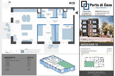 Rzut - Mieszkanie na sprzedaż 3 pokoje o powierzchni 63,27 m² - numer M10 w Porto di Casa - Twoja przystań