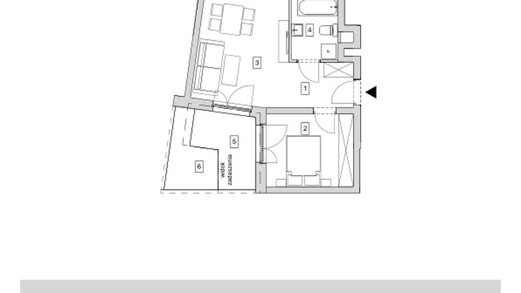 Rzut - Mieszkanie na sprzedaż 2 pokoje o powierzchni 39,02 m² - numer B5-K1-0-3 w ATAL Strachowicka II