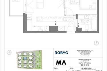 Rzut - Mieszkanie na sprzedaż 2 pokoje o powierzchni 37,12 m² - numer VV/E/1/4 w Villa Viva