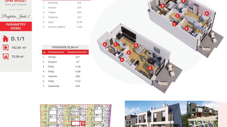 Rzut - Dom na sprzedaż 4 pokoje o powierzchni 102,5 m² - numer D.1/1 w Osiedle Przytulne Janki II etap 2
