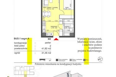 Rzut - Mieszkanie na sprzedaż 2 pokoje o powierzchni 41,82 m² - numer M2 w Apartamenty Dwa Światy etap II