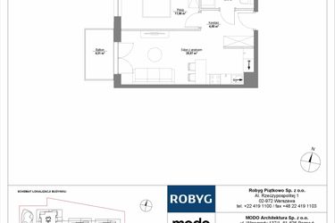 Rzut - Mieszkanie na sprzedaż 2 pokoje o powierzchni 41,5 m² - numer 6M02 w Początek Piątkowo bud. I