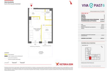Rzut - Mieszkanie na sprzedaż 2 pokoje o powierzchni 45,4 m² - numer 101 w Viva Piast 6