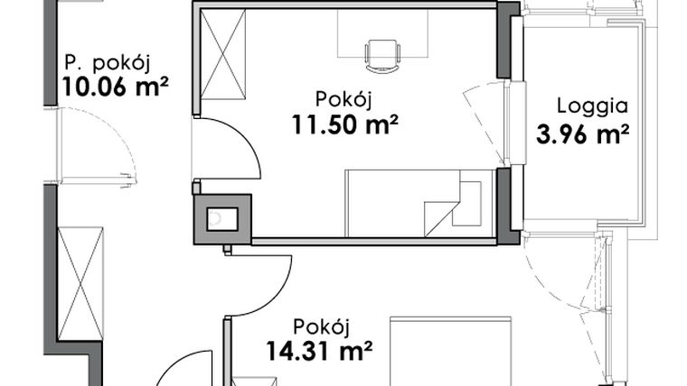 Rzut - Mieszkanie na sprzedaż 3 pokoje o powierzchni 71,06 m² - numer C1-18 w Slow City