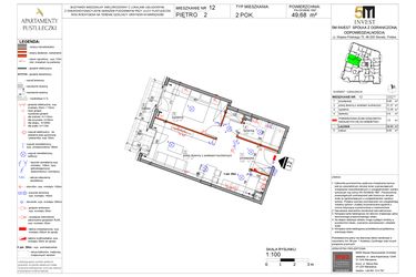 Rzut - Mieszkanie na sprzedaż 2 pokoje o powierzchni 48,18 m² - numer 12 w Apartamenty Pustułeczki