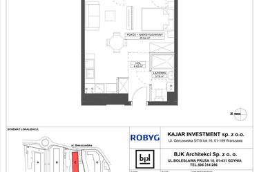Rzut - Mieszkanie na sprzedaż 1 pokój o powierzchni 33,84 m² - numer C.2M05 w Foresteria