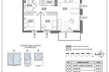 Rzut - Mieszkanie na sprzedaż 3 pokoje o powierzchni 63,11 m² - numer 6.A.30 w Urzeka bud. 6 i 7