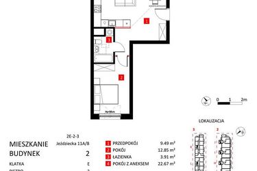 Rzut - Mieszkanie na sprzedaż 2 pokoje o powierzchni 48,92 m² - numer AJ_11A/8 w Apartamenty Jeździecka