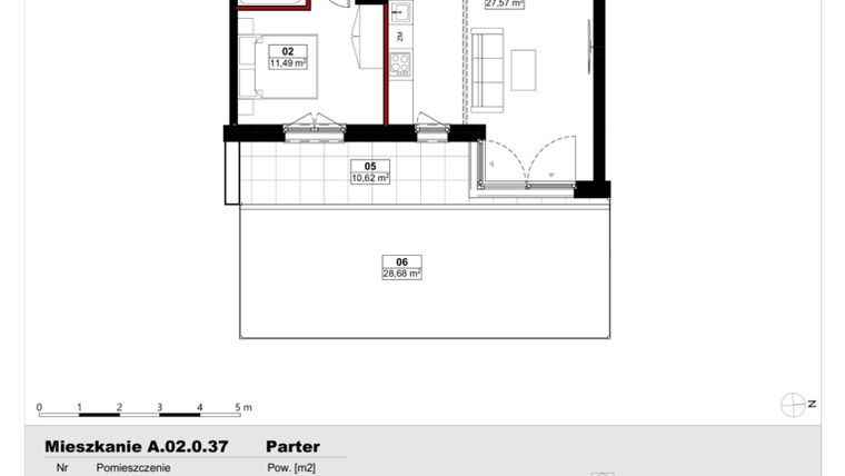 Rzut - Mieszkanie na sprzedaż 2 pokoje o powierzchni 50,87 m² - numer A02.0.37 w Skwer Witosa