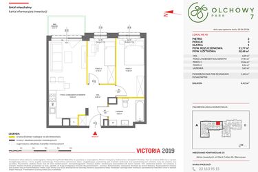 Rzut - Mieszkanie na sprzedaż 3 pokoje o powierzchni 51,77 m² - numer 40 w Olchowy Park VII