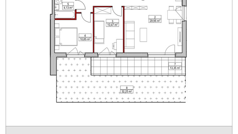 Rzut - Mieszkanie na sprzedaż 3 pokoje o powierzchni 73,01 m² - numer D1.3.0.1 w Nowy Targówek VI