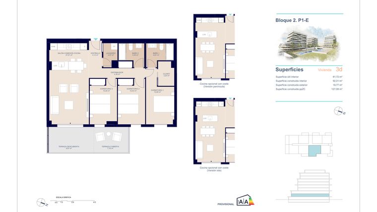 Rzut - Mieszkanie na sprzedaż 3 pokoje o powierzchni 108,33 m² - numer 1-E w Apartamenty w La Vila Joiosa - 84746678