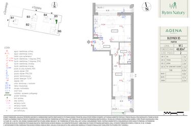 Rzut - Mieszkanie na sprzedaż 2 pokoje o powierzchni 48,8 m² - numer B5M1 w Rytm Natury