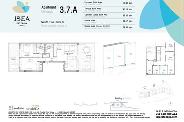 Rzut - Mieszkanie na sprzedaż 2 pokoje o powierzchni 64,57 m² - numer 3.7A w Isea - Estepona