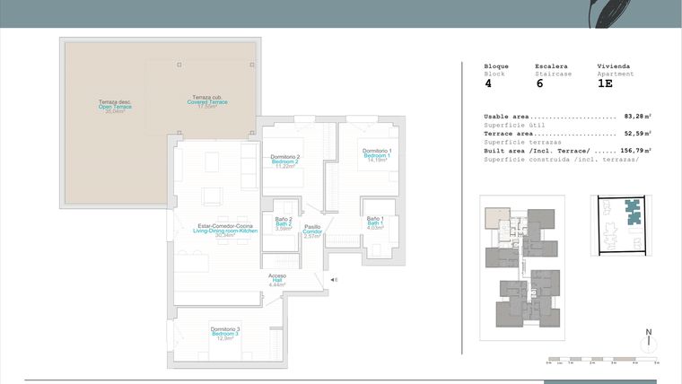 Rzut - Mieszkanie na sprzedaż 2 pokoje o powierzchni 83,28 m² - numer B4-1E w Talasa Caleus II