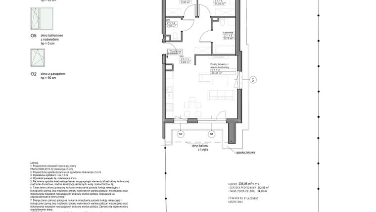 Rzut - Mieszkanie na sprzedaż 3 pokoje o powierzchni 65,17 m² - numer A.2.1.1 w Optima VIII