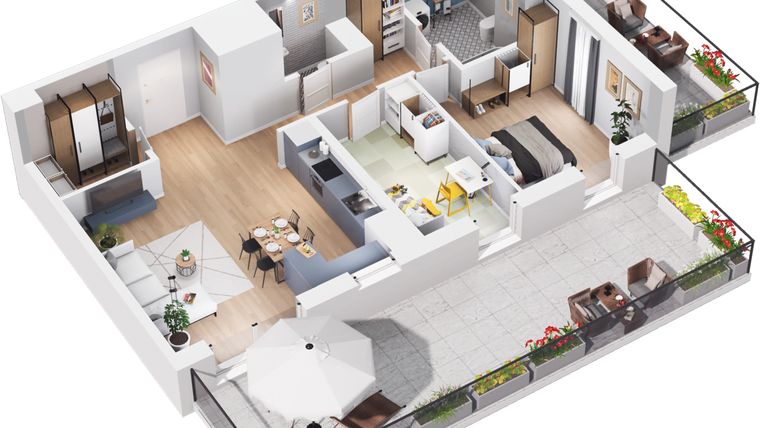 Rzut - Mieszkanie na sprzedaż 3 pokoje o powierzchni 71,61 m² - numer 2A-504 w Franciszkańskie Południe etap II