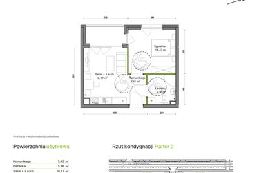 Rzut - Mieszkanie na sprzedaż 2 pokoje o powierzchni 38,45 m² - numer E1/C/03 w Orawska Vita