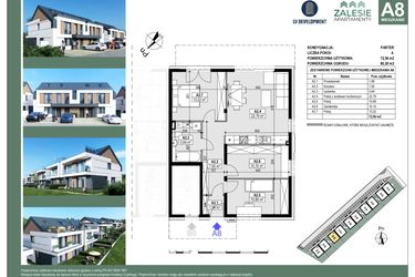 Rzut - Mieszkanie na sprzedaż 4 pokoje o powierzchni 73,61 m² - numer A8 w Apartamenty Zalesie