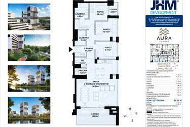 Rzut - Mieszkanie na sprzedaż 4 pokoje o powierzchni 95,26 m² - numer C.16.129 w Aura Towers