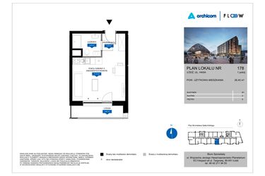 Rzut - Mieszkanie na sprzedaż 1 pokój o powierzchni 26,45 m² - numer 178 w Flow
