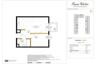 Rzut - Mieszkanie na sprzedaż 2 pokoje o powierzchni 41,5 m² - numer 139 w Aura Nova etap II