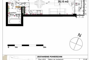 Rzut - Mieszkanie na sprzedaż 1 pokój o powierzchni 28,15 m² - numer M45 w Srebrzyńska Park IV