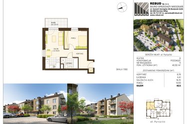 Rzut - Mieszkanie na sprzedaż 2 pokoje o powierzchni 40,5 m² - numer B3-K8-P2-M11 w Stargardzka