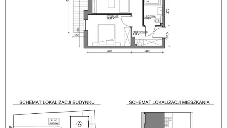 Rzut - Mieszkanie na sprzedaż 2 pokoje o powierzchni 45,62 m² - numer H7 w Kierpcowa Apartamenty