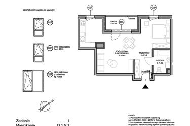 Rzut - Mieszkanie na sprzedaż 1 pokój o powierzchni 47,82 m² - numer D.1.5.1 w Rumia Centralna