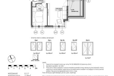 Rzut - Mieszkanie na sprzedaż 2 pokoje o powierzchni 44,99 m² - numer G.1.1.7 w City Park bud. G i H