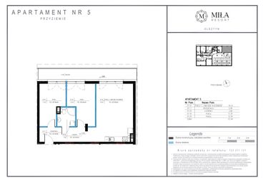 Rzut - Mieszkanie na sprzedaż 3 pokoje o powierzchni 63,44 m² - numer 5 w Miła Resort