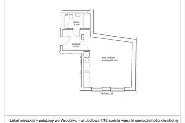 Rzut - Mieszkanie na sprzedaż 1 pokój o powierzchni 40,77 m² - numer 4/18. w Apartamenty Nowy Targ