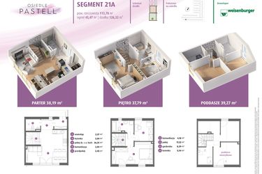 Rzut - Dom na sprzedaż 3 pokoje o powierzchni 115,25 m² - numer 21a w Osiedle Pastell