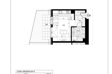 Rzut - Mieszkanie na sprzedaż 1 pokój o powierzchni 33,59 m² - numer C1.6 w Centralna II