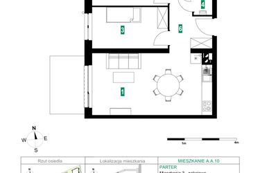 Rzut - Mieszkanie na sprzedaż 3 pokoje o powierzchni 60,06 m² - numer A.A.10 w Park Śliwowa