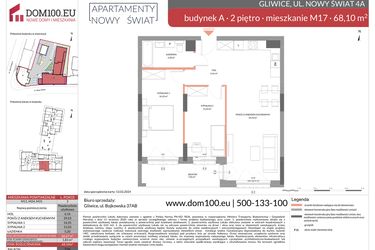 Rzut - Mieszkanie na sprzedaż 3 pokoje o powierzchni 68,1 m² - numer M17 w Apartamenty Nowy Świat