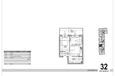 Rzut - Mieszkanie na sprzedaż 2 pokoje o powierzchni 34,25 m² - numer A.9.M.32 w Sobola Biel A9