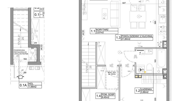 Rzut - Mieszkanie na sprzedaż 3 pokoje o powierzchni 58,82 m² - numer 60 w Manufaktura Marki 2 etap III