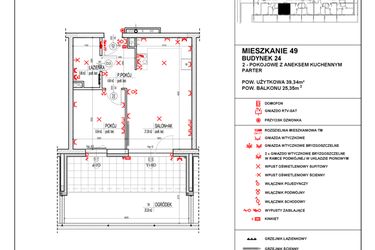 Rzut - Mieszkanie na sprzedaż 2 pokoje o powierzchni 39,34 m² - numer 24_49 w Osiedle 4 Pory Roku - Etap VIII